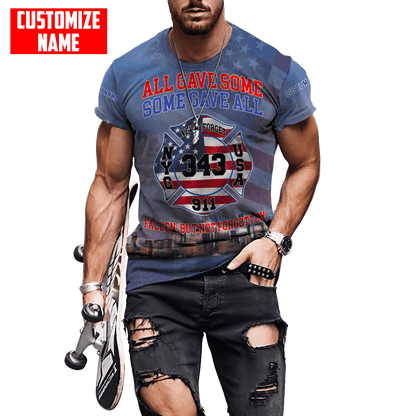 Customize Name Firefighter 3D All Over Printed Unisex Shirts