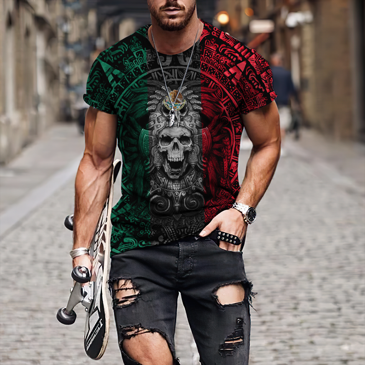 Mexican Aztec Warrior 3D All Over Printed Hoodie