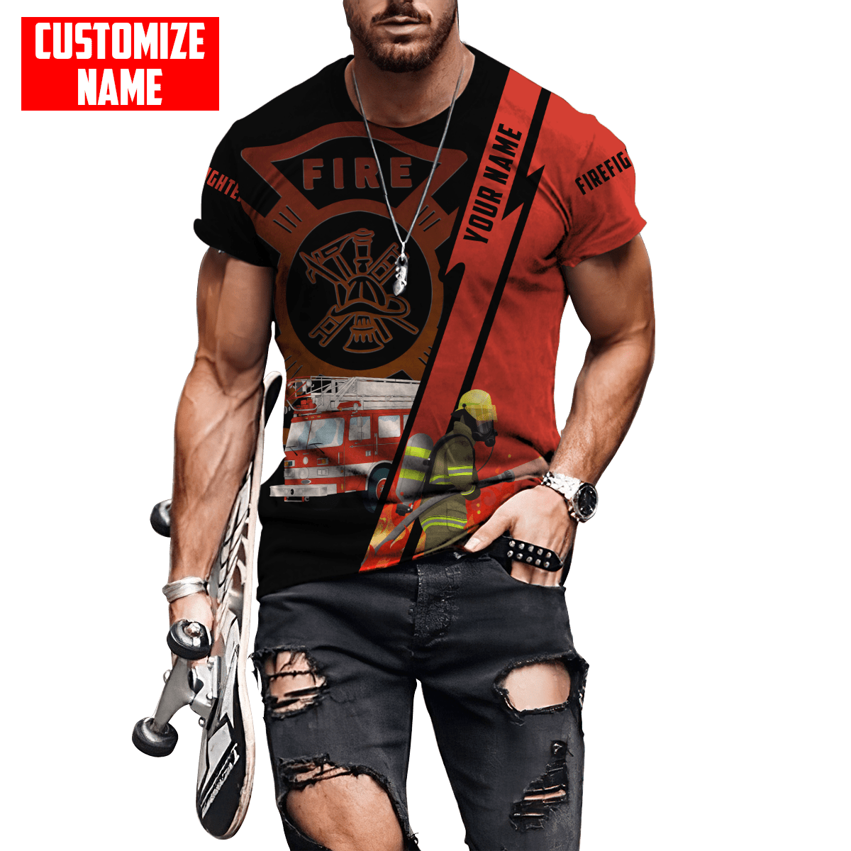 Customize Name Firefigher Hoodie For Men And Women