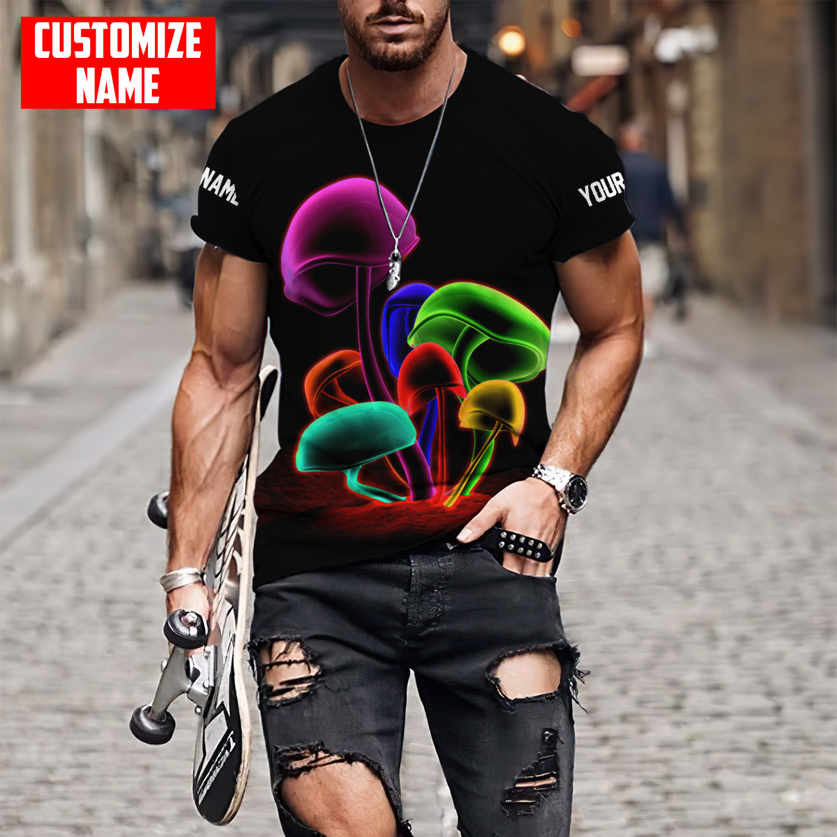 Customize Name Mushroom Hippie 3D All Over Printed Unisex Shirts