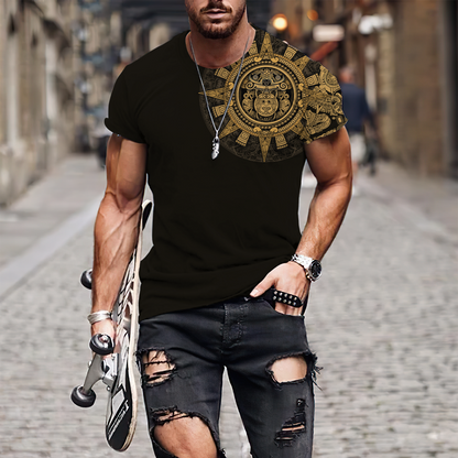 Aztec Mexican Yellow 3D All Over Printed Unisex Shirts no2