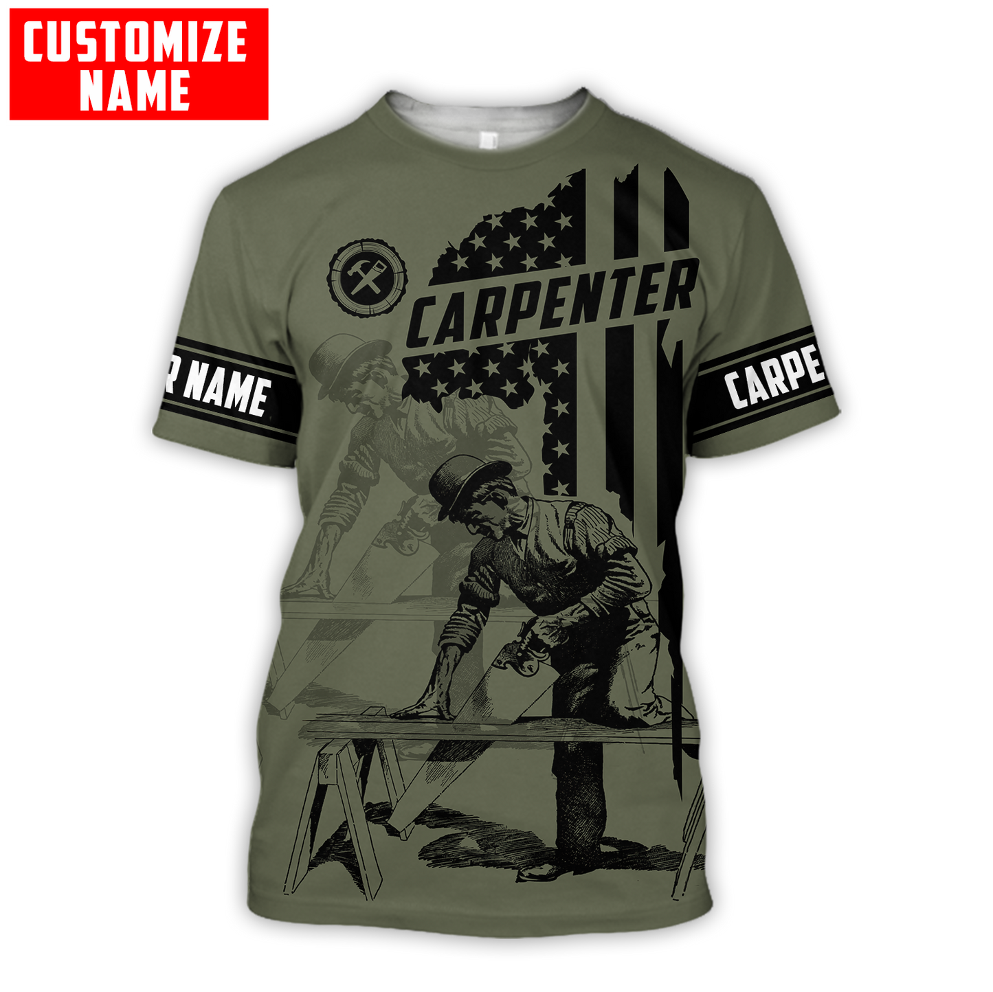 Personalized Name Carpenter 3D All Over Printed Unisex Shirts  4
