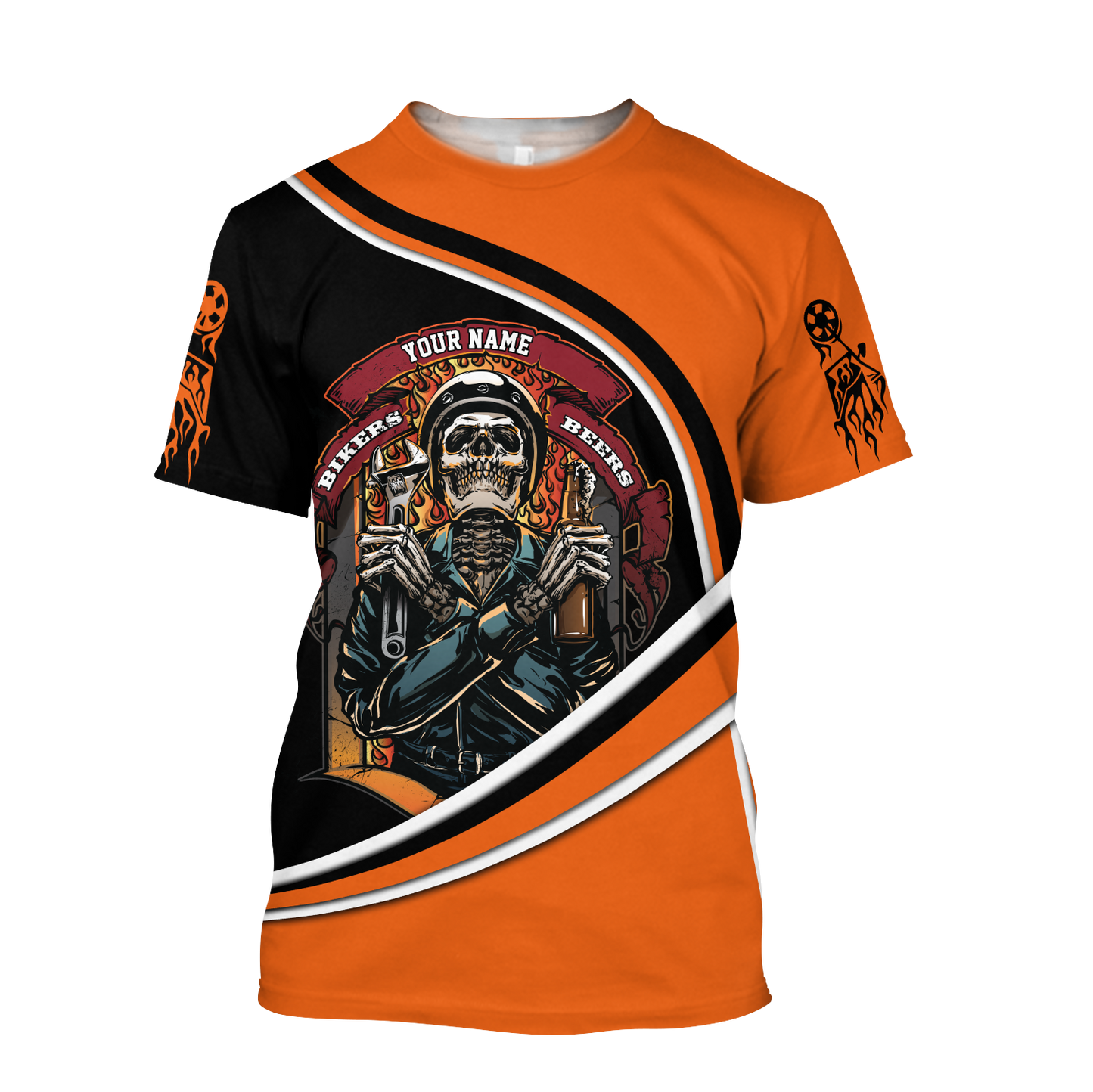 Personalized Name Motorcycle Racing 3D All Over Printed Unisex Shirts Bikers And Beer