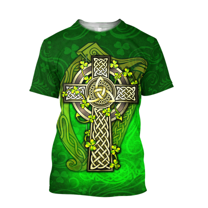 Premium Unisex Hoodie Irish St.Patrick  Celtic Cross And The Irish Harp ML