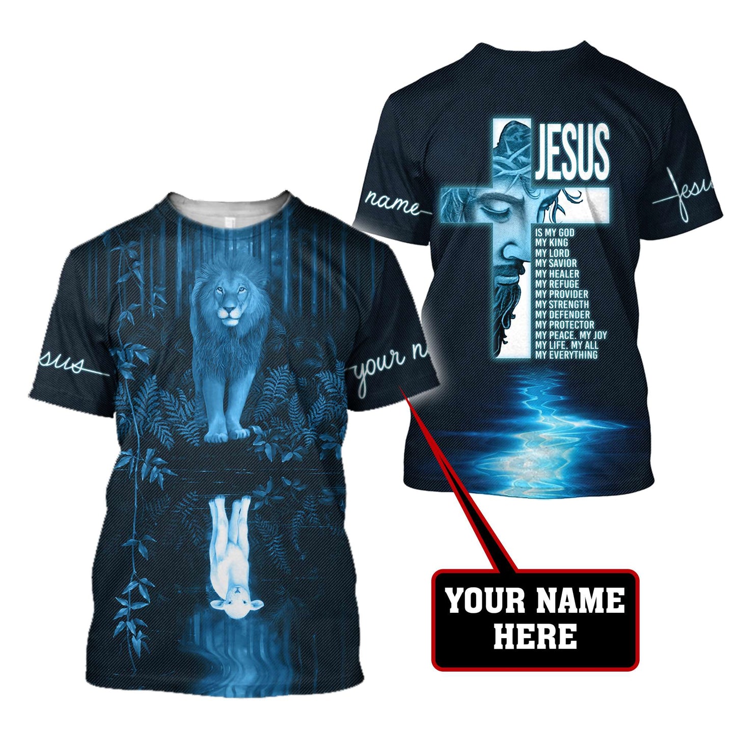 Premium Christian Jesus Lion Easter Personalized Name 3D All Over Printed Unisex Shirts HV