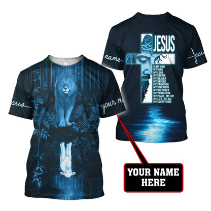 Premium Christian Jesus Lion Easter Personalized Name 3D All Over Printed Unisex Shirts HV