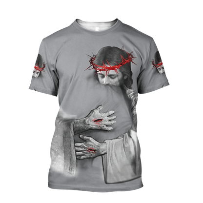 In the Arms of Lord v1 Grey Tone - Christian - 3D All Over Printed Style for Men and Women