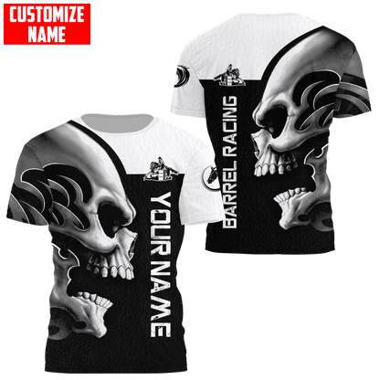 Personalized Name Rodeo Skull 3D All Over Printed Unisex Shirts Barrel Racing