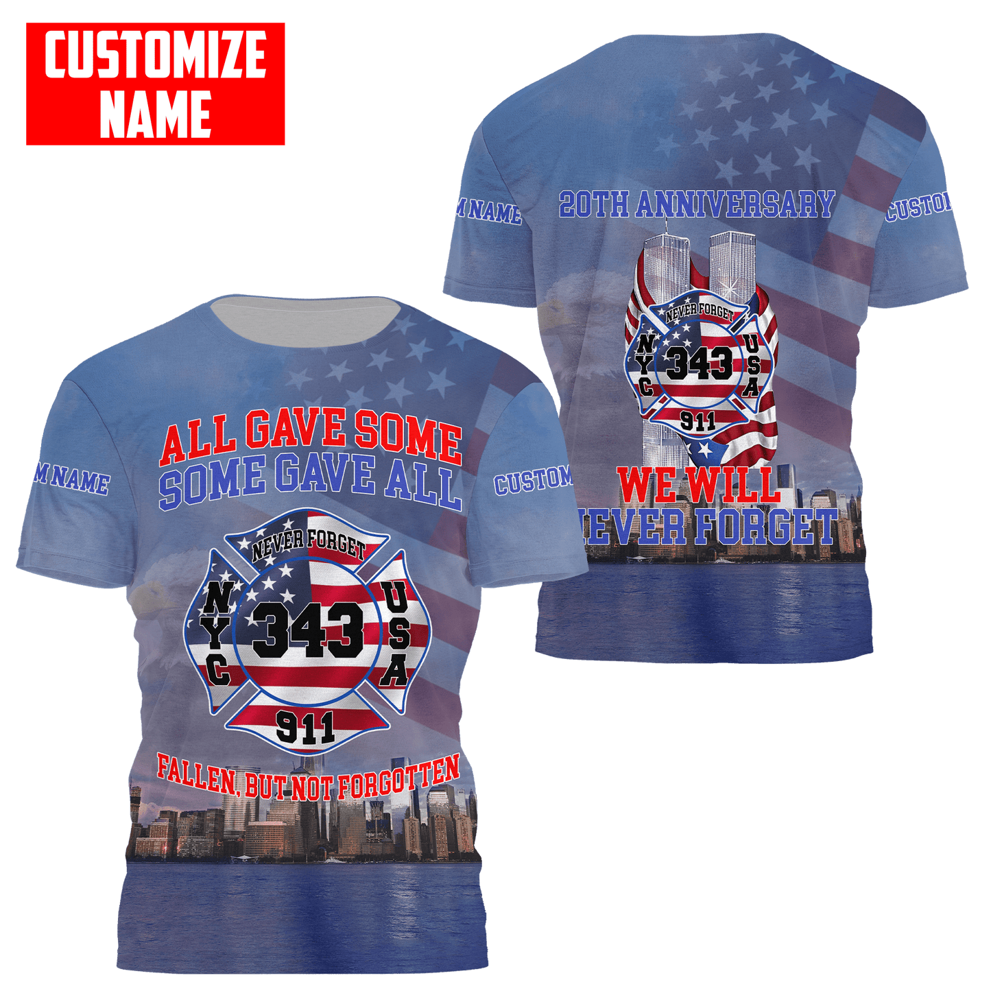 Customize Name Firefighter 3D All Over Printed Unisex Shirts