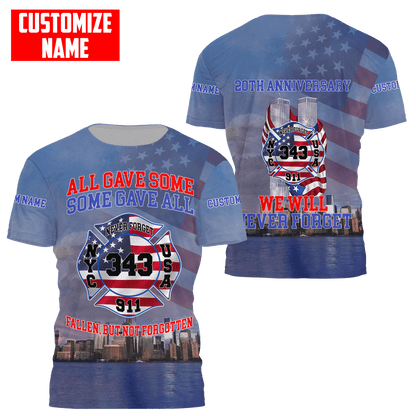 Customize Name Firefighter 3D All Over Printed Unisex Shirts