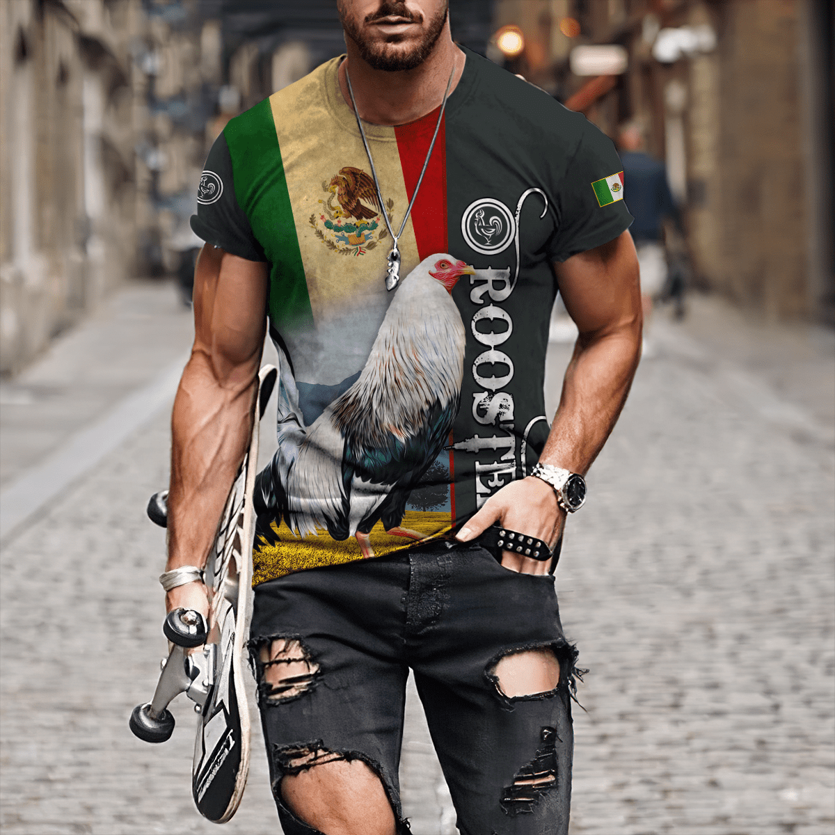 Rooster Mexico 3D All Over Printed Hoodie