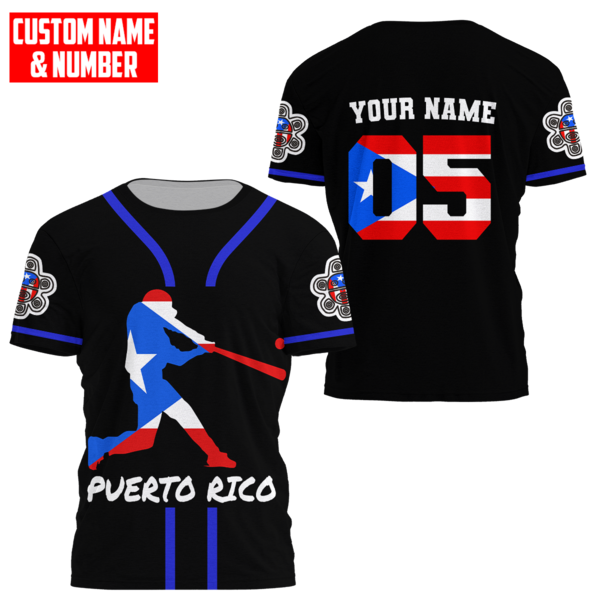 Customize Name And Number Puerto Rico 3D All Over Printed Unisex Shirts