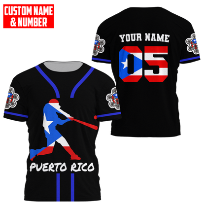Customize Name And Number Puerto Rico 3D All Over Printed Unisex Shirts