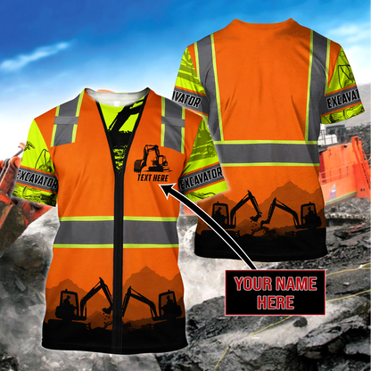 Excavator Safety Persionalized 3D All Over Printed Hoodie And Shirts