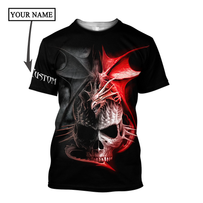 Dragon Skull 3D Hoodie Shirt For Men And Women Custom Name