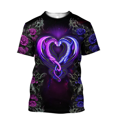 Dragon Beautiful Couples 3D Over Printed Shirt