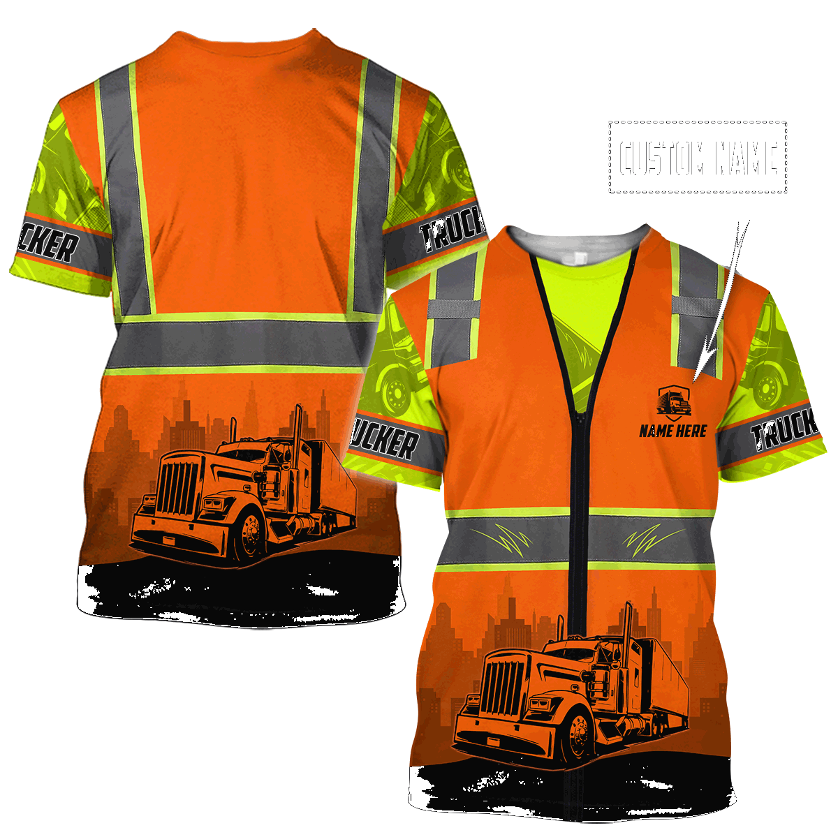 Persionalized Hoodie Trucker Safety 3D All Over Printed Shirts