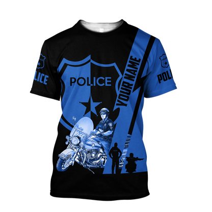 Customize Name Police 3D All Over Printed Unisex Shirts Thin Blue Line
