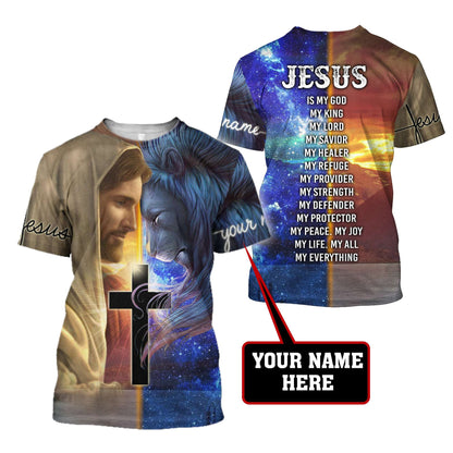Premium Christian Jesus Lion Easter Personalized Name 3D All Over Printed Unisex Shirts