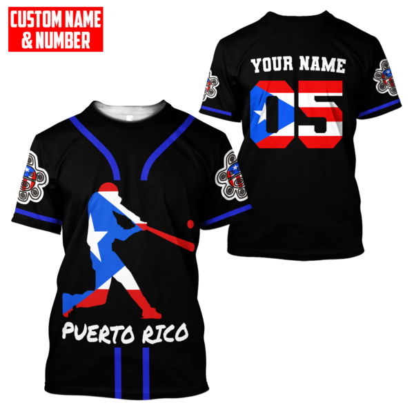 Customize Name And Number Puerto Rico 3D All Over Printed Unisex Shirts