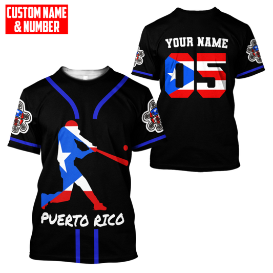 Customize Name And Number Puerto Rico 3D All Over Printed Unisex Shirts