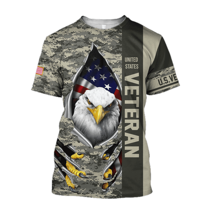 Eagle US Veteran 3D All Over Printed Hoodie