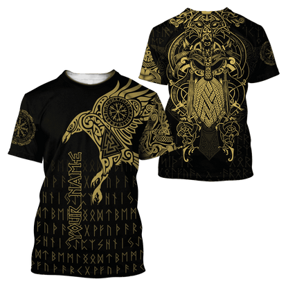 Premium Combo T Shirt Broad Short Raven Of Odin Tattoo 3D All Over Printed