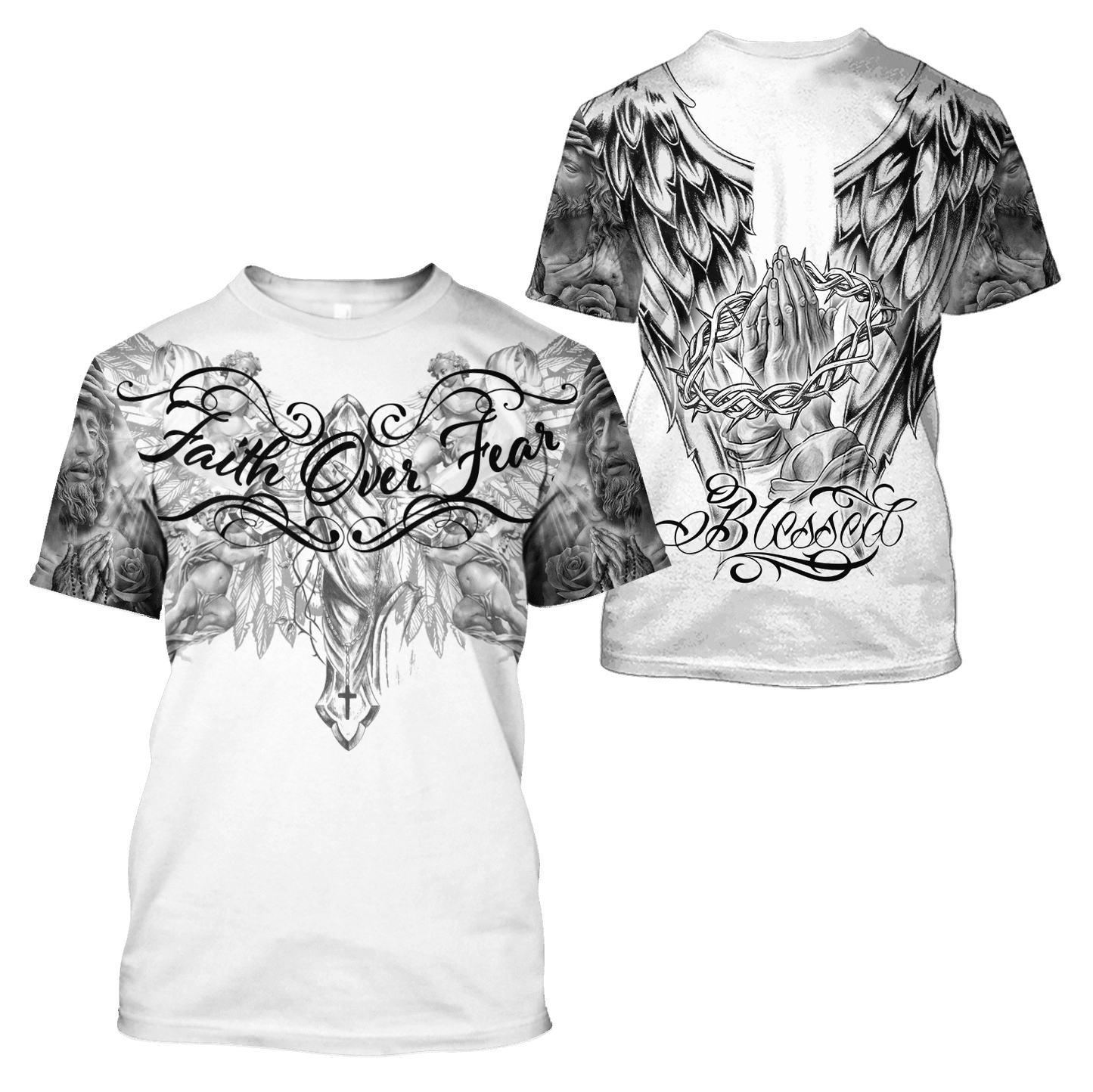 Jesus Christ Faith Over Fear 3D Printed Hoodie, T-Shirt for Men and Women