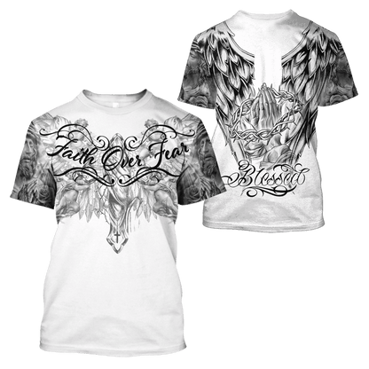 Jesus Christ Faith Over Fear 3D Printed Hoodie, T-Shirt for Men and Women