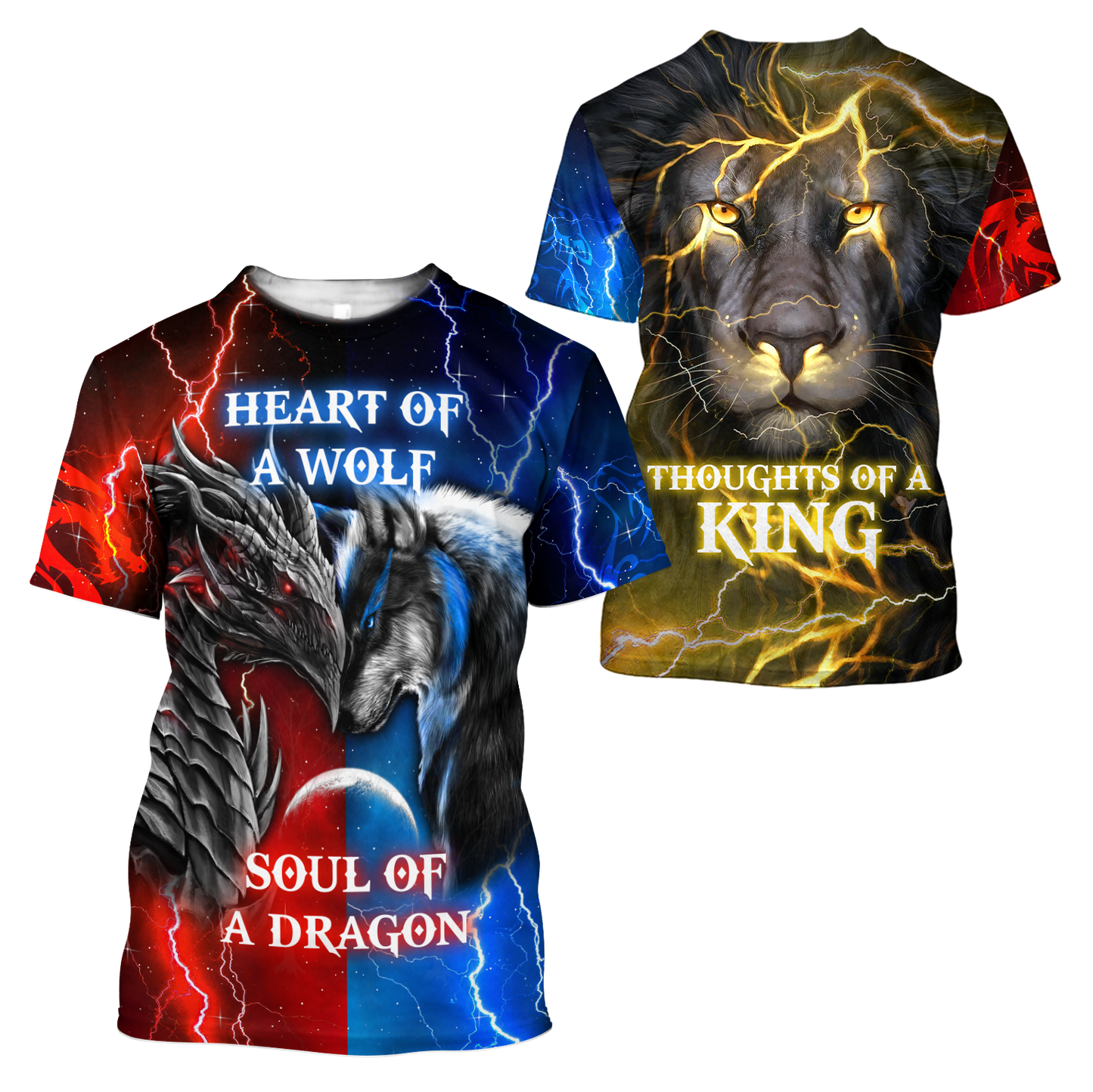 The Power Of Three Souls Dragon Wolf Lion 3D All Over Printed Unisex Shirts