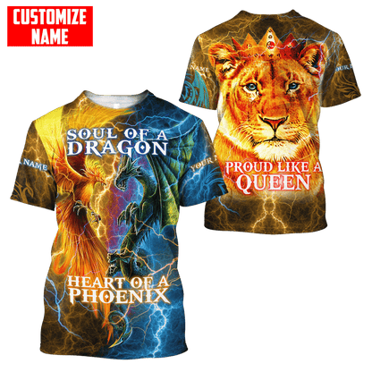The Power Of Three Souls Dragon Phoenix Lion 3D All Over Printed Unisex Shirts