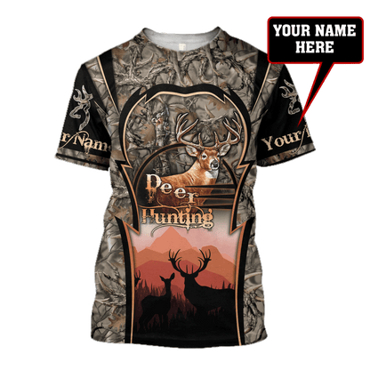 Deer Hunting Persionalized Name 3D All Over Printed Shirts