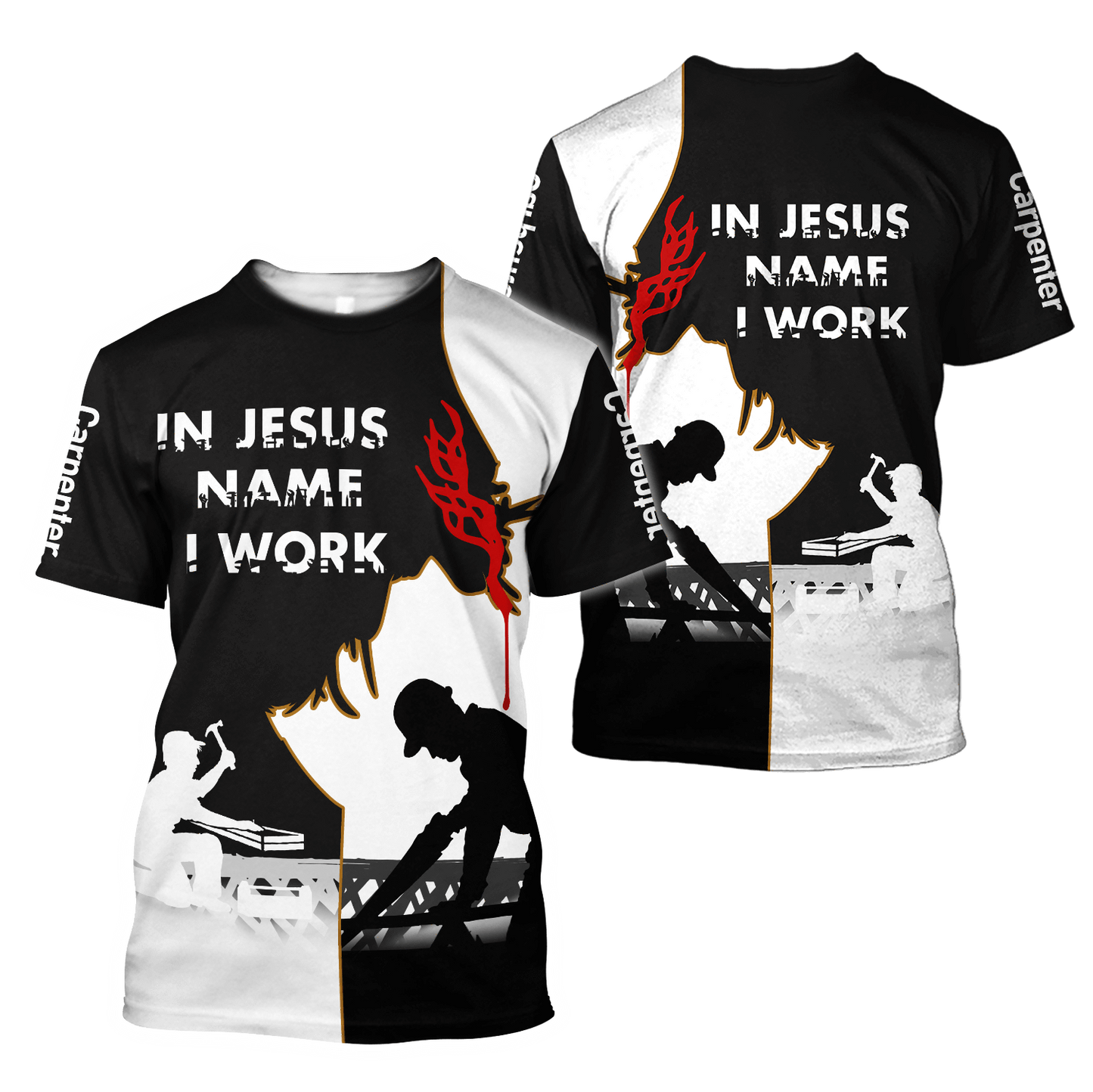 Personalized Name Carpenter 3D All Over Printed Unisex Shirts In Jesus Name I Work