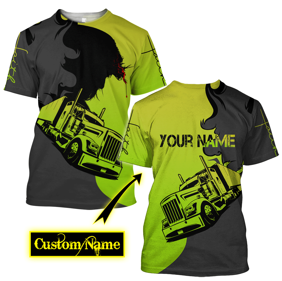 Personalized Name Trucker 3D All Over Printed Shirts For Men and Women