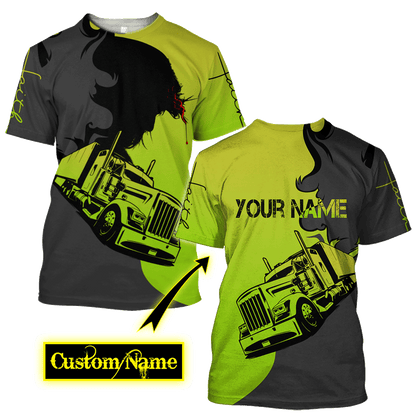 Personalized Name Trucker 3D All Over Printed Shirts For Men and Women