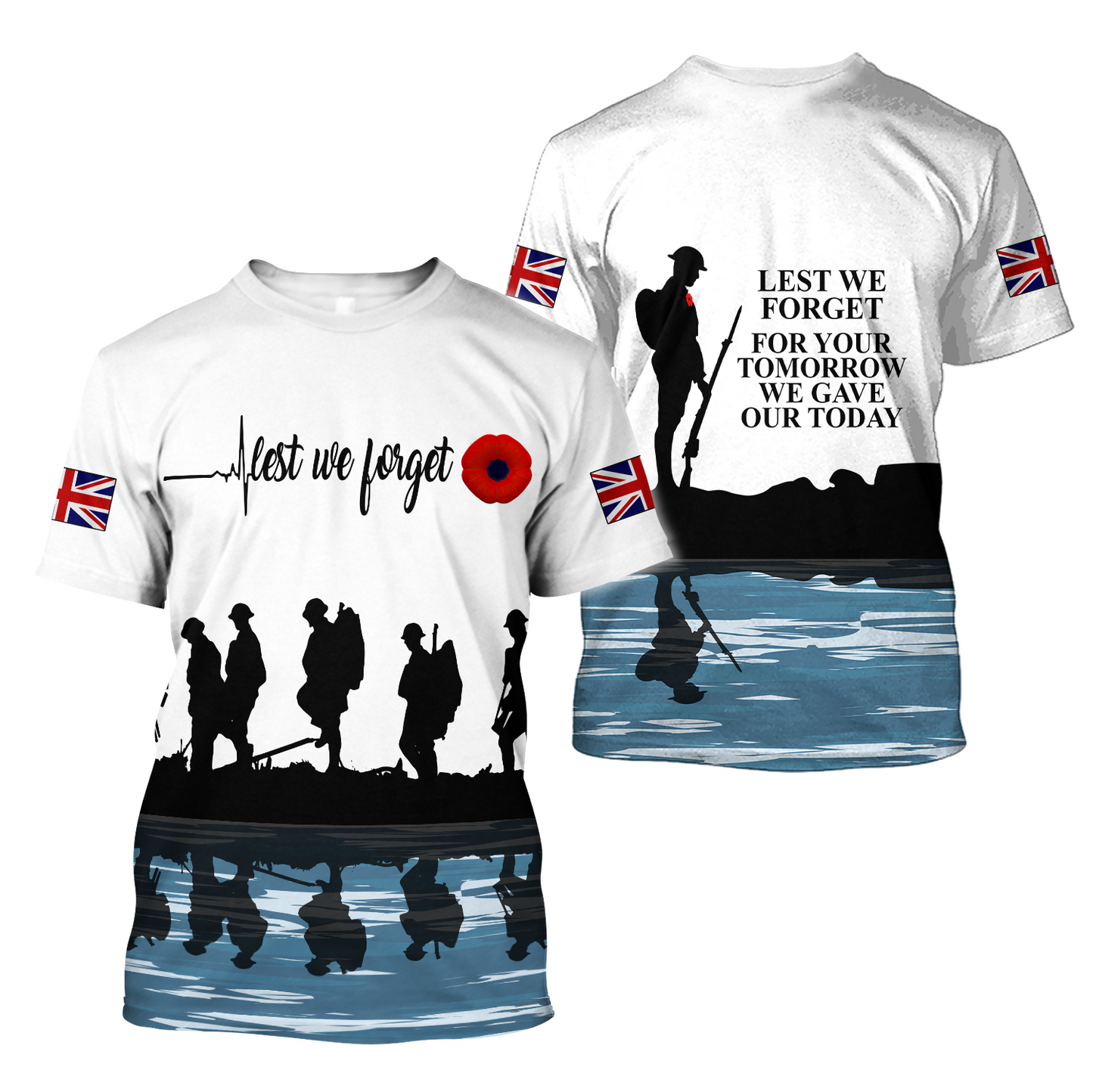 Honor the fallen UK Veteran 3D print shirts
