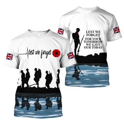Honor the fallen UK Veteran 3D print shirts