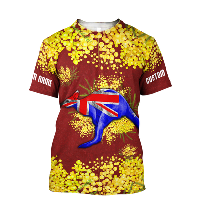 Tmarc Tee Custom name Australia Kangaroo Golden Wattle shirts