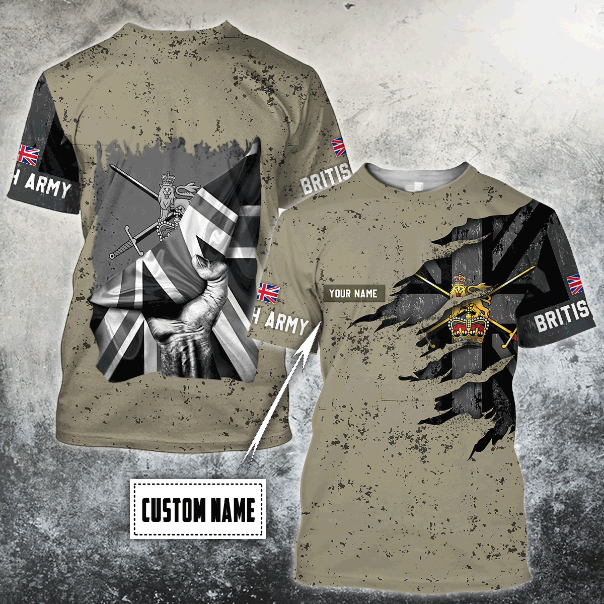 Custom name British Camo 3D Design Print Shirts