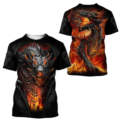 Premium Dragon 3D All Over Printed Unisex Shirts Fire Dragon