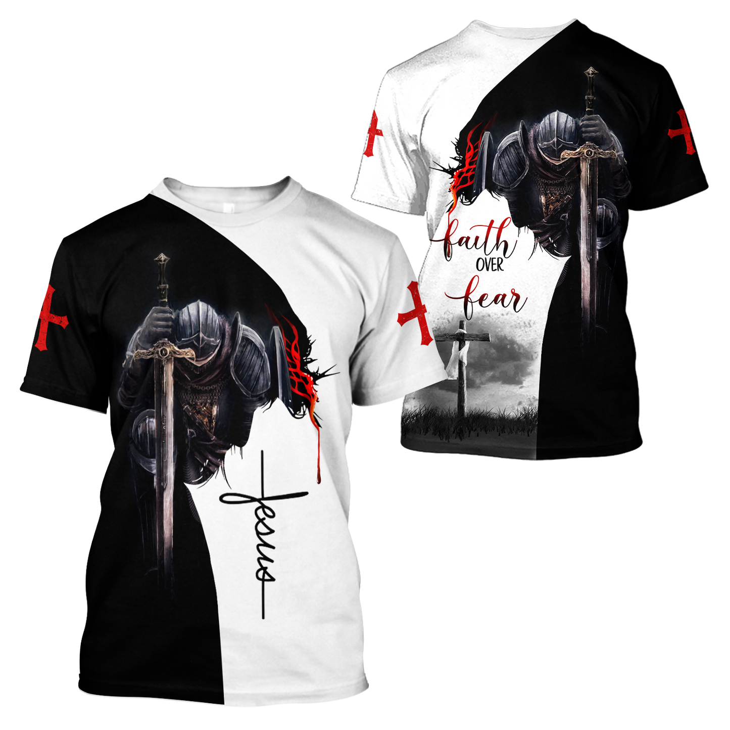 Jesus Christ Faith Over Fear 3D Printed Hoodie, T-Shirt for Men and Women