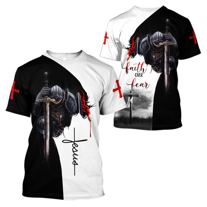 Jesus Christ Faith Over Fear 3D Printed Hoodie, T-Shirt for Men and Women