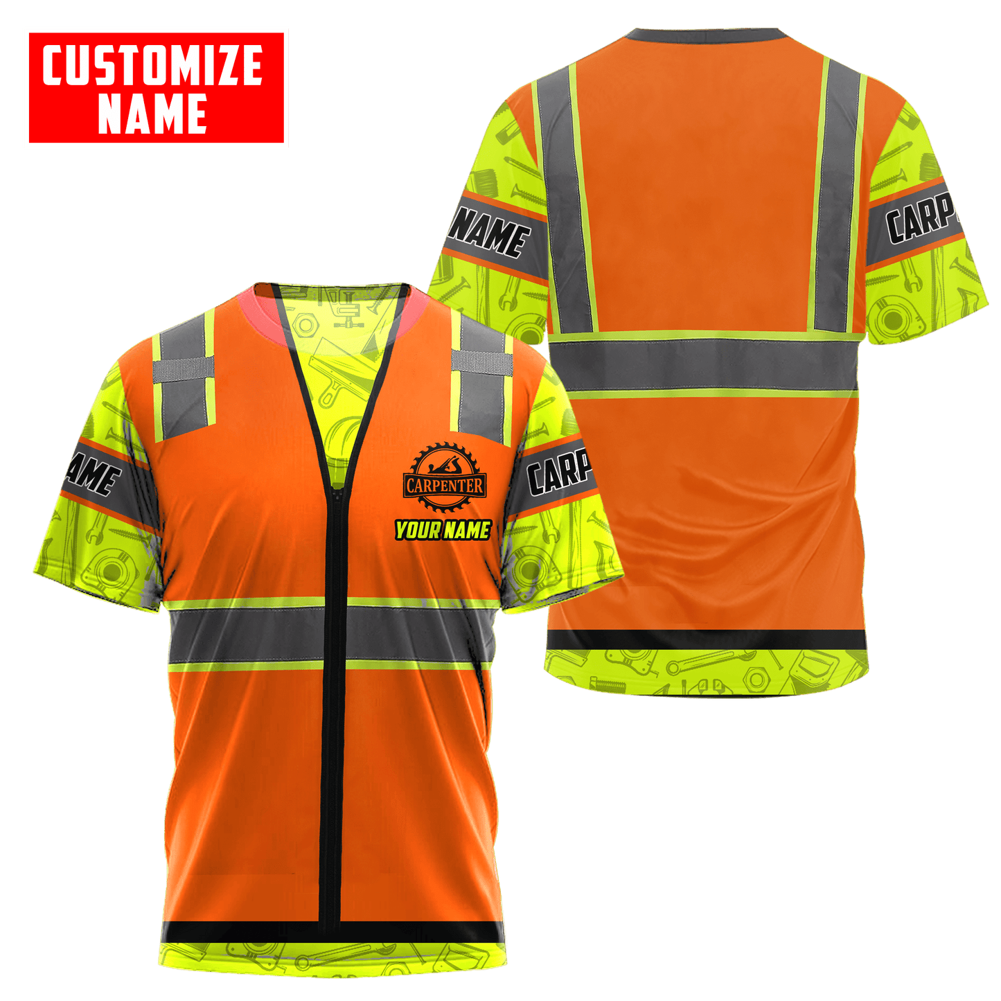 Personalized Name Carpenter 3D All Over Printed Unisex Safety Ver 5