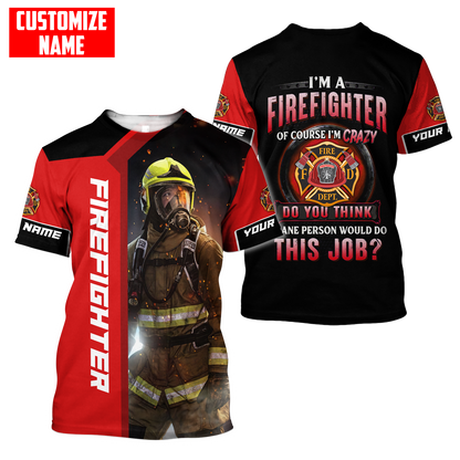 Customize Name Firefighter 3D All Over Printed Unisex Shirts