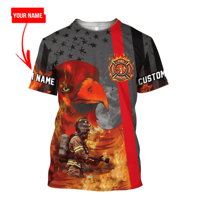 Customize Name Firefighter 3D All Over Printed Unisex Shirts