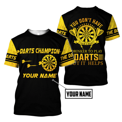 Darts Player No4 You Don't Have To Be A Beer 3D Printed Personalized Unisex Hoodie ML