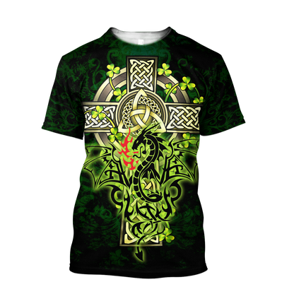 Premium Unisex Hoodie Irish Celtic Cross And Dragon ML