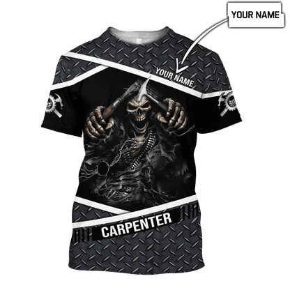 Personalized Name Carpenter 3D All Over Printed Unisex Shirts Metal Skull