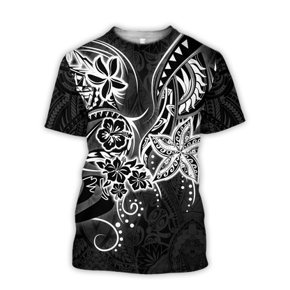 Polynesia No 12 Combo T Shirt Broad Short Tattoo And Frangipani