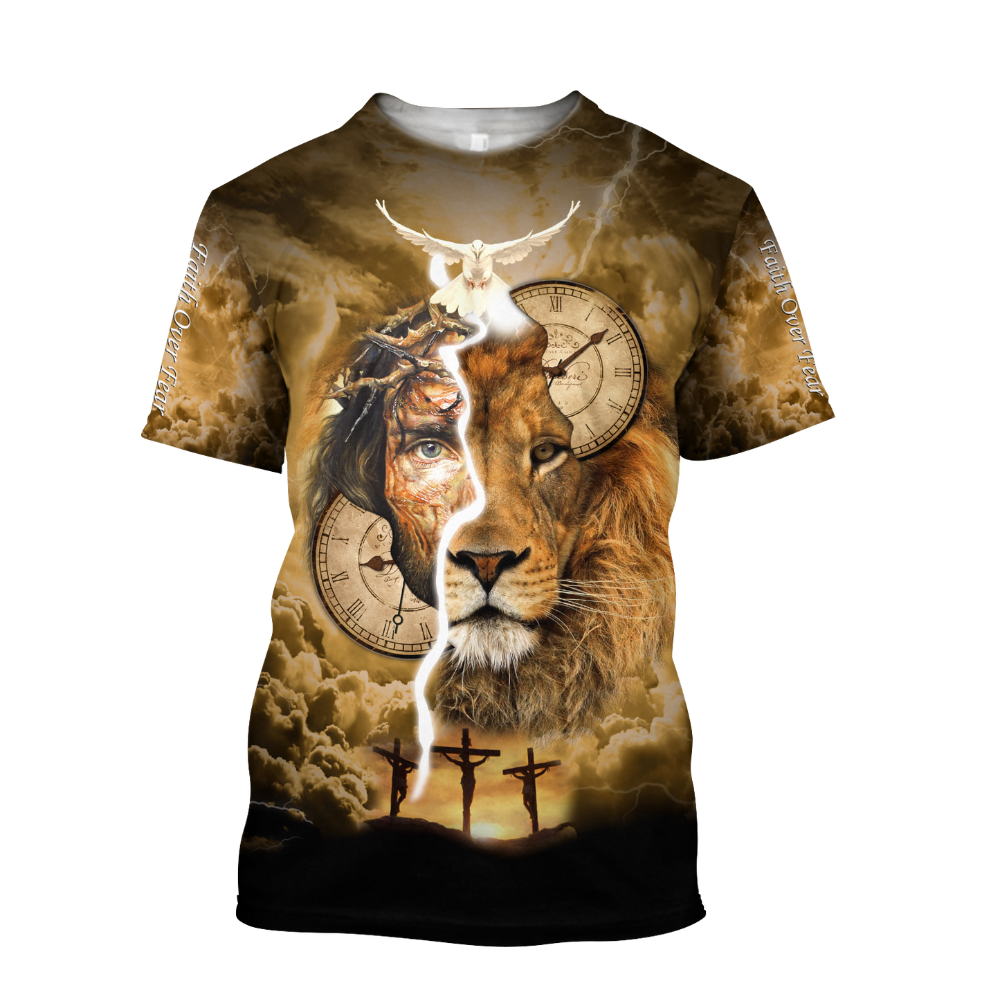 Failth Over Fear Lion Jesus 3D All Over Printed Shirts